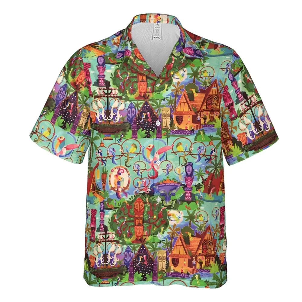 Enchanted Tiki Room Collage Hawaiian Shirt, Gift For Cartoon Lovers