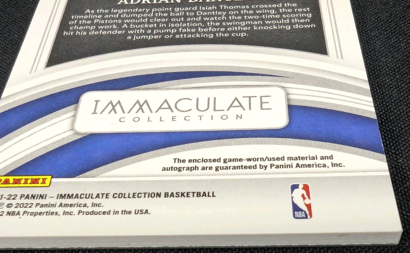 GAME USED/WORN AUTO #1/25 ADRIAN DANTLEY 2 CLR JSY 2021-22 Immaculate Collection view 2