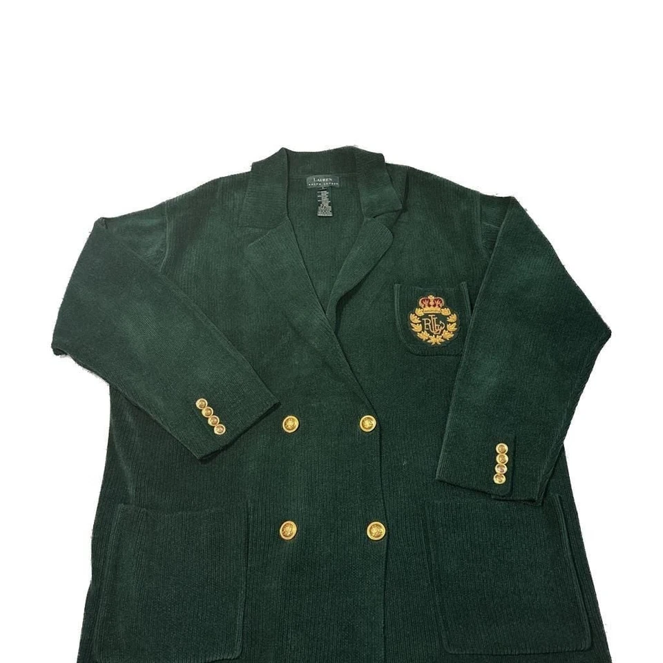 Blazer de pana verde con botones dorados Lauren Ralph Lauren para mujer Foto 3 de 4