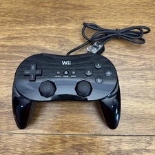 Official Nintendo Wii Pro Controller Classic Black RVL-005 OEM Tested Working