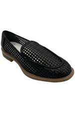 Franco Sarto Women's Eda 2 Slip-On Woven Faux Leather Loafer Black