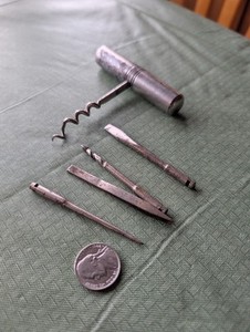 VINTAGE German Multi Tool corkscrew, screwdriver, reamer, drill, and tweezer