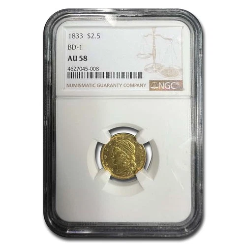 1833 $2.50 Gold Classic Head Quarter Eagle AU-58 NGC (BD-1)