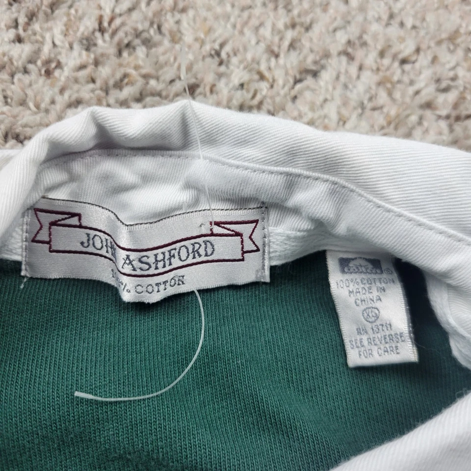 De Colección John Ashford Rugby Polo XL Rayas Cuello Barco Exterior Preppy Años 90 Foto 2 de 4