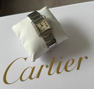Cartier Tank Francaise Large with Diamonds Auto - Full Set - Serviced