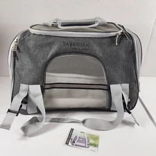 Pet Dog /Cat Carrier Soft Sided Comfort Bag Travel Case Savannah Gray Small