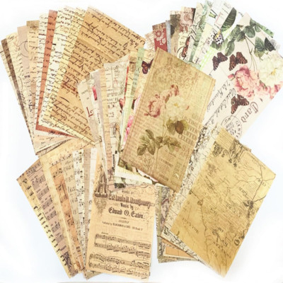200 Feuilles Papier Vintage Scrapbooking - Crème - 3x12.8 Cm - SCBZZ-019