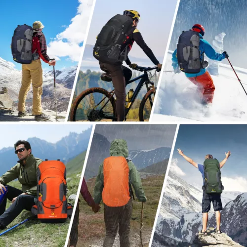 Wasserdichter Rucksack 60L großes Fassungsvermögen Tornister Tasche für Camping Wandern Reisen - Bild 40 von 56