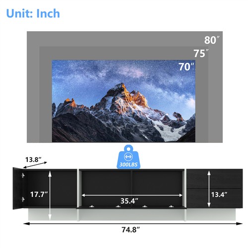 LED TV Stand Entertainment Center TV Media Console Table for TVs up to 75in - Picture 7 of 8