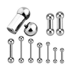 INTERNALLY THREADED SURGICAL STEEL BARBELLS STRAIGHT PIERCING BARS 1.2MM - 10MM
