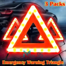Car Emergency Warning Triangle DOT Approved Reflective Safety Roadside Sign Kit