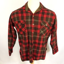 Vintage 70s Wool Flannel Buffalo Plaid Lumberjack Hunting Fishing Work Shirt