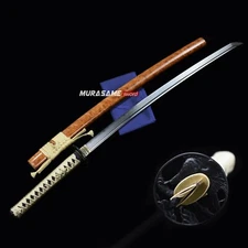 MURASAME 41”Katana Sword Real Foled Steel Clay Tempered Hamon Handmade Sharp