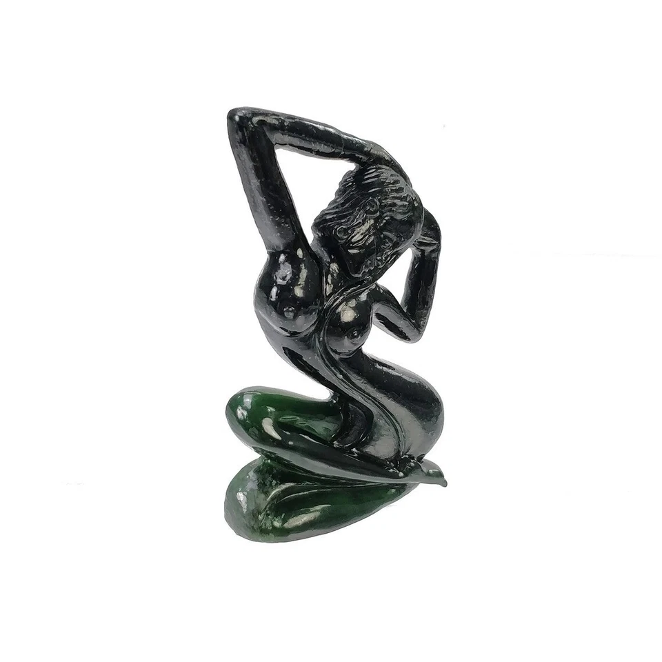 Estatueta escultura feminina escultura serpentina verde antigorita natural 259,45 ct - Imagem 3 de 4