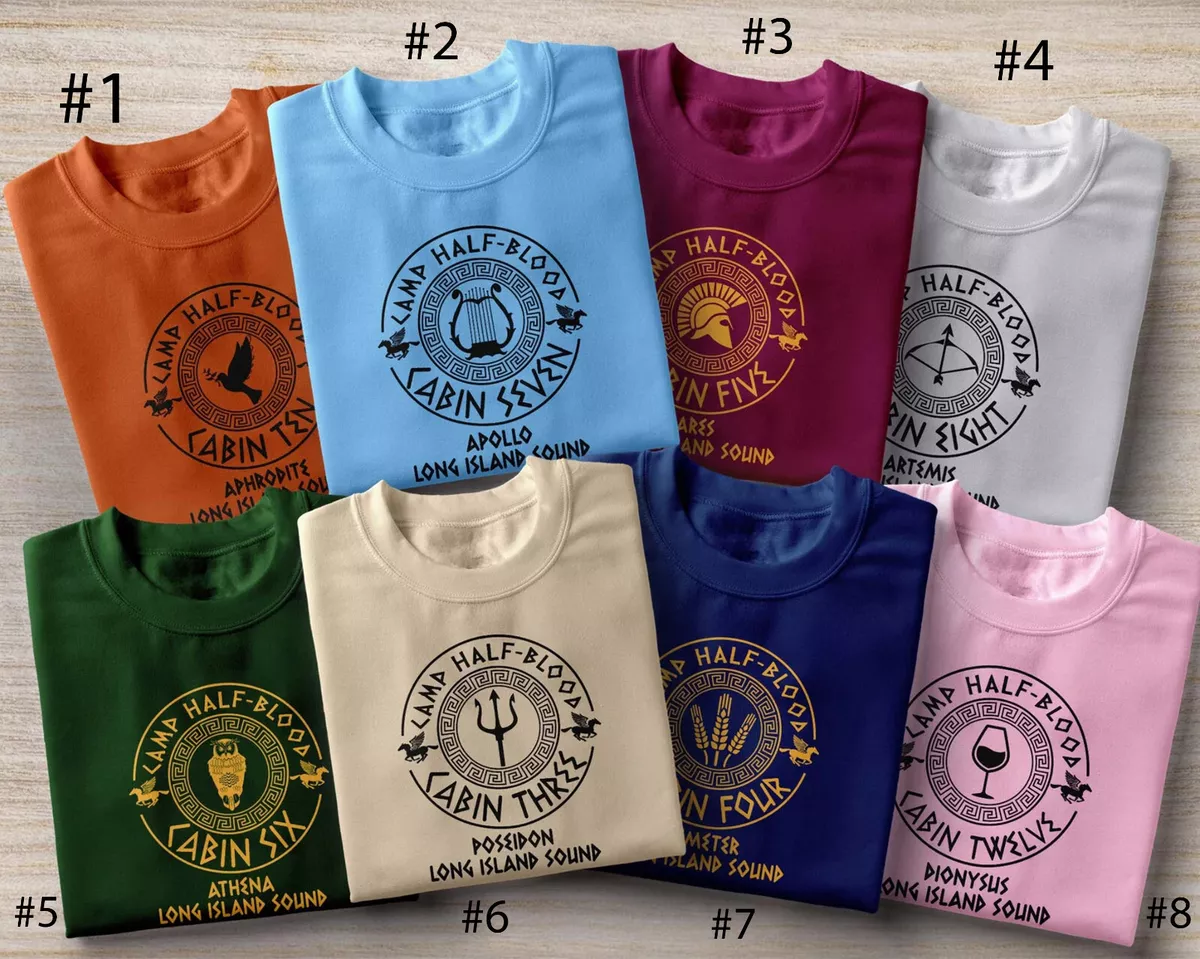 Camp Half Blood Shirts With Cabin Logo / Percy Jackson / 