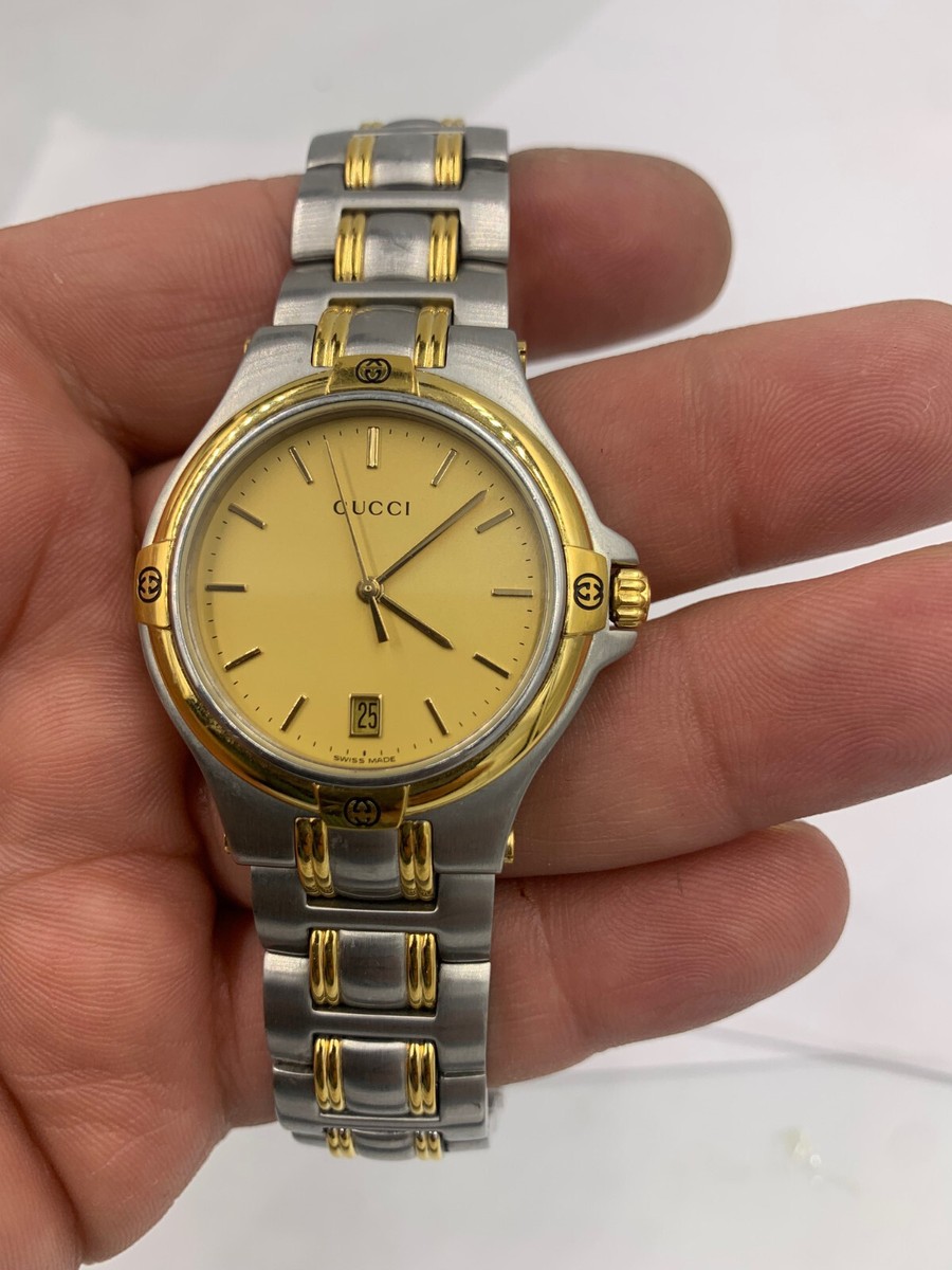 新作人気モデル Gold & Silver 9040M Series Watch Gucci Tone Date Swiss Men's その他