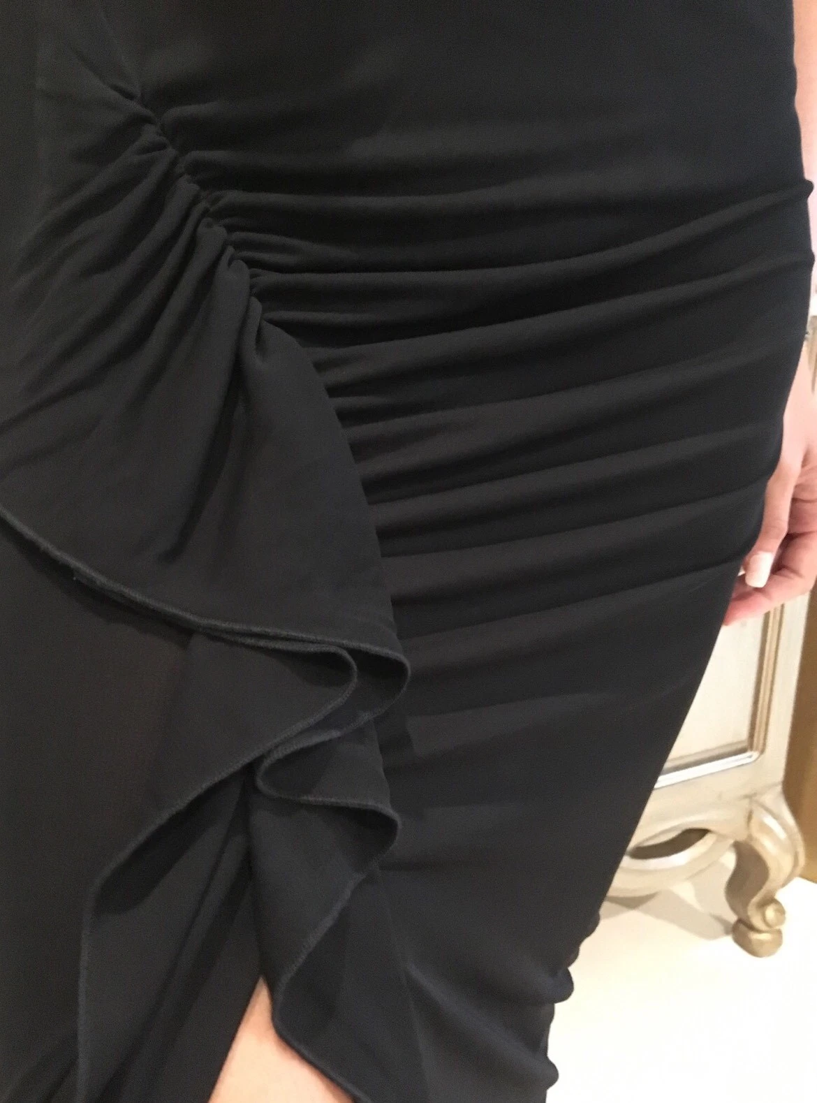 Incredibile abito nero VERSACE COLLECTION lunghezza pavimento taglia 38 nuovo con etichette