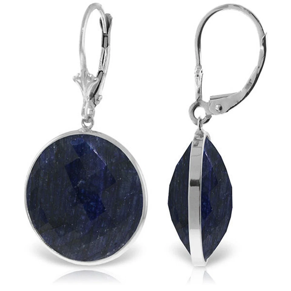 14K. GOLD LEVERBACK EARRING WITH CHECKERBOARD CUT ROUND SAPPHIRES - Image 4 of 4