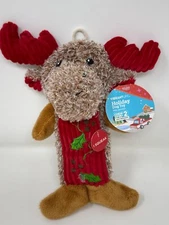 Vibrant Life 9.5" Red Mistletoe Moose Holiday Christmas Dog Toy Chew Level 2