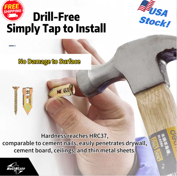 50Pcs Zinc Drywall Anchors with Self-Tapping Screws – Quick Installation