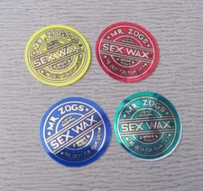 Lot of 4 Vintage Sex Wax Mr Zog's Sticker Decal Surfboard Surfing 3cm Mini
