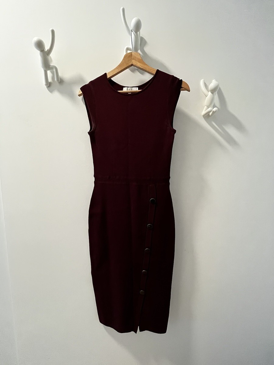 reiss dress burgundy Reiss Lissy Knitted Bodycon Burgundy Midi Dress – The Closet New York main image 0