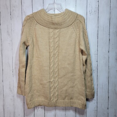Sanyork Fairtrade Peru 100% Alpaca Women's Brown Cableknit Sweater Size XL