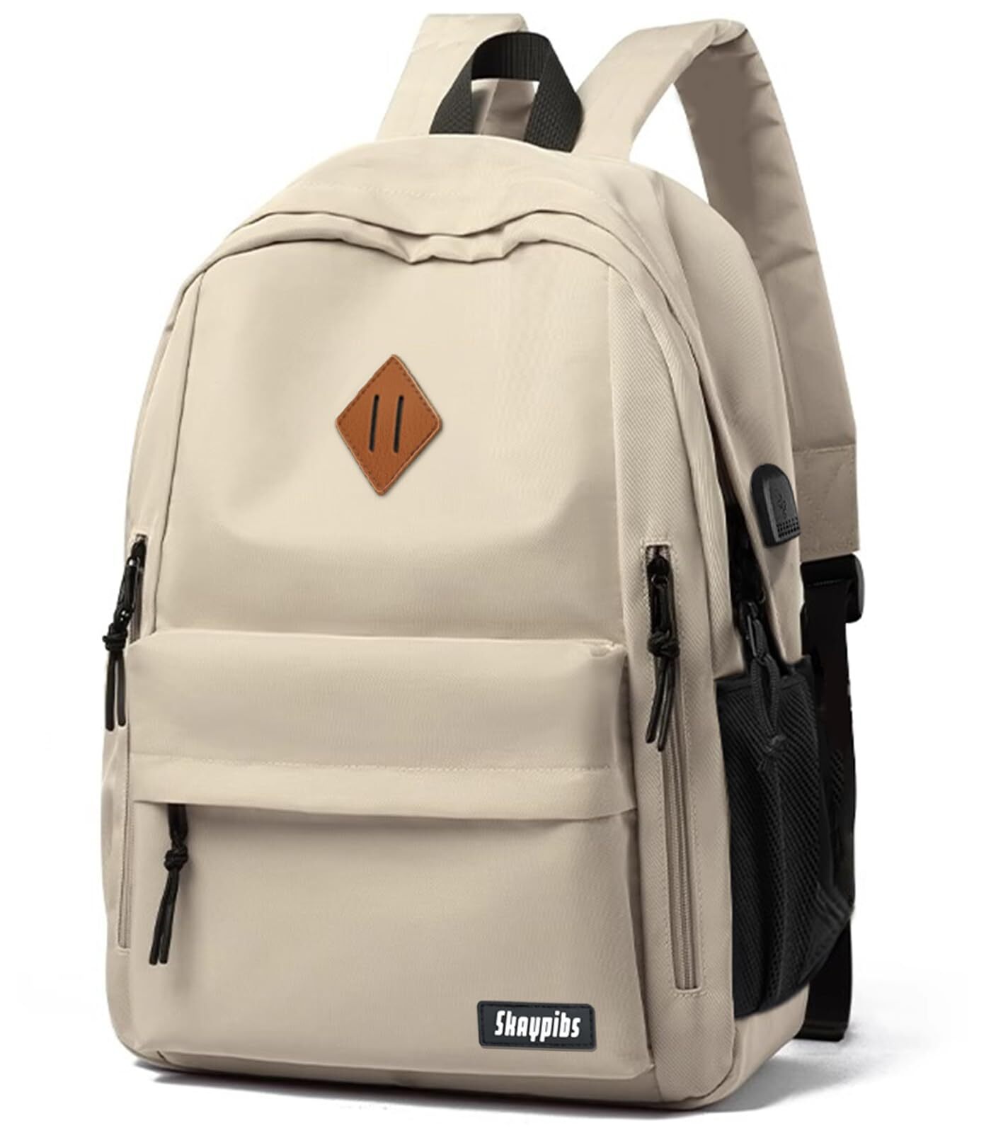 Mochila para Escuela, Mochila Beige para Adolescentes Niños Niñas, Clásica College Midd...