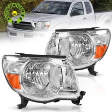 Headlights For 2005-2011 Toyota Tacoma Headlamps 05-11 Chrome Housing Left+Right