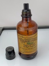Waterman 16 oz Ink Bottle Brown Glass Rubber Cap (e455)