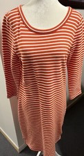 T By Talbots Women’s Small Orange/White Striped Tie Back Jersey Dress