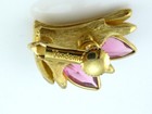 Vintage Vendome Pink & Clear Rhinestone Gold Screw Back Earrings Signed — photo 7