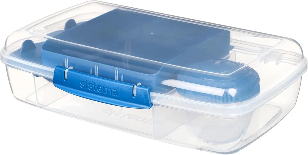 Clear 1.76L Bento Box with Secure Locking Clips for Easy Food Storage