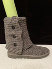 Ugg Woman’s Knit Gray Tall Boots Sz 7 Shearling Lined Style 5819 Also Wear Short — photo 3