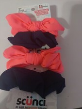  Lot of 2 Scunci Hair Scrunchies 2 pk Hot Pink  Black