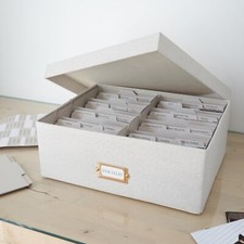 ZICOTO Decorative Photo Storage Box - Collapsible Linen Photo Organizer with ...