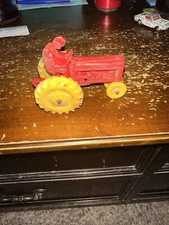 Vintage Auburn Blue Rubber Farm Tractor Toy Made in USA