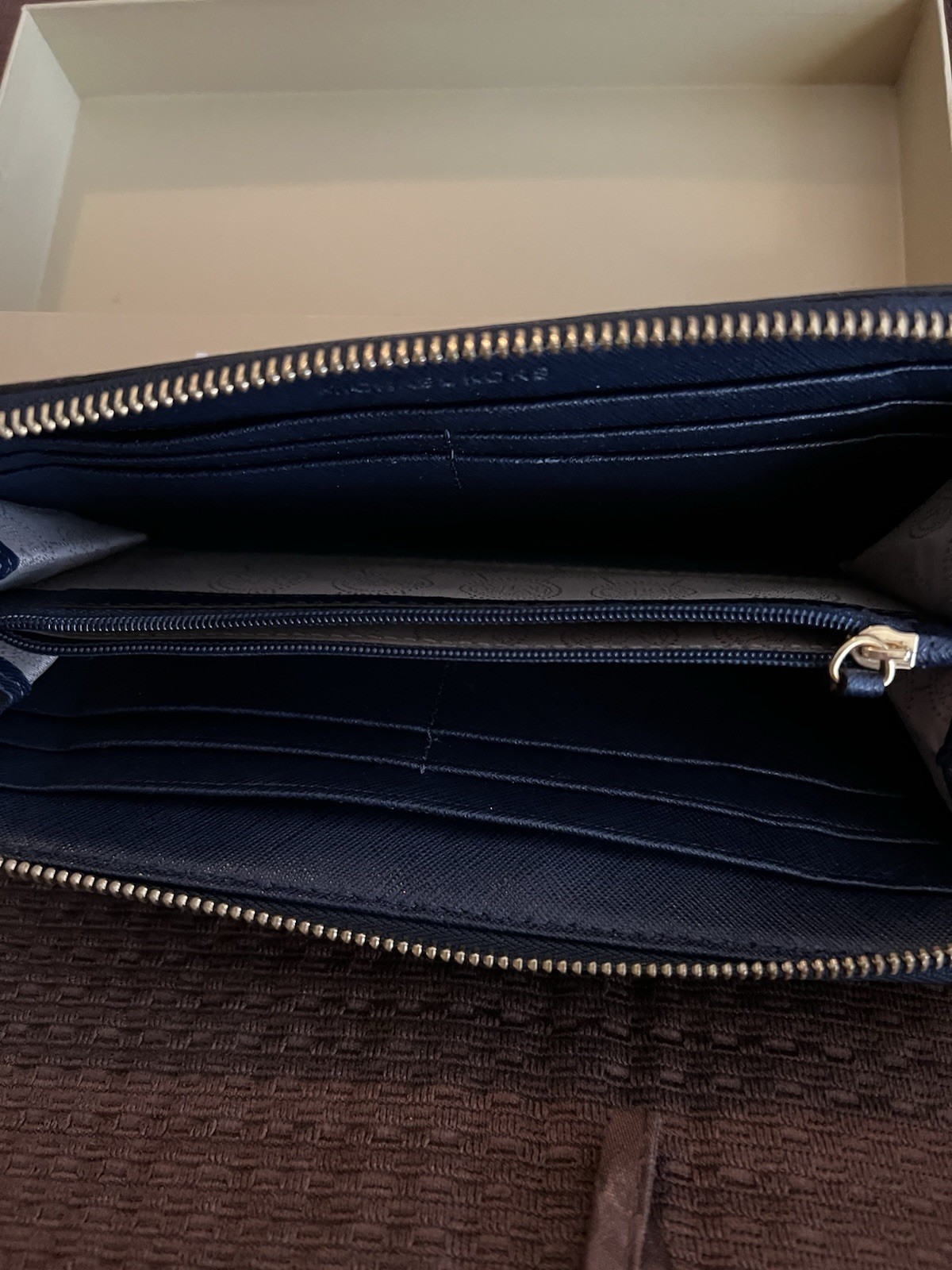 Michael Kors Blue Leather Zip Around Wallet