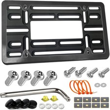 Front License Plate Mounting Kit - Universal License Plate Bracket Black Alumi