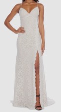 B Darlin Women's Juniors' White Glitter Lace Sleeveless Gown Dress Size: L