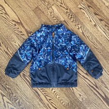 Patagonia Insulated Snow Pile Boys Jacket - 4T - Blue and Grey Geometric