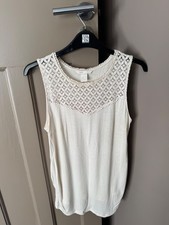 H&M MAMA Cream Sleeveless Maternity Top Floral Lace Yoke Summer Vest