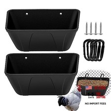 Hanging Fence Feeder for Chicken, Duck, Goat, Pig Poultry Feed Trough Black