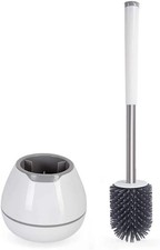 BOOMJOY Toilet Brush and Holder Set, Silicone Bowl Cleaner White