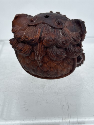 China Exquisite Buchsbaum Handarbeit geschnitzt Löwe 🦁 Tanzkopf Statue. - Bild 5 von 12