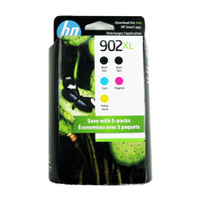 5pk Genuine HP 902XL Black  902 Color OfficeJet 6968 6978 6970-Retail Box
