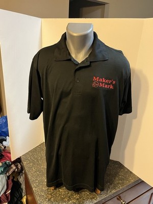 Makers Mark Whisky Men s Polo Golf Shirt Black Large Polyester