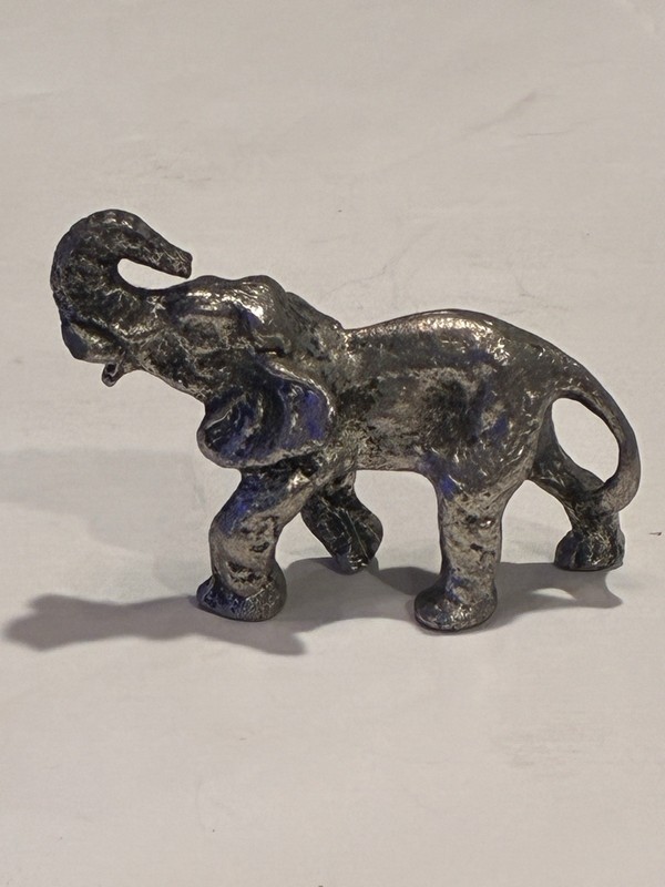 Vintage unmarked Pewter Animal Figurine Elephant 2”