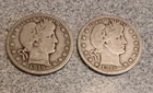 Lot of two 1916-D  Denver  Mint 90% Silver Barber Quarter  Circulated Ungraded