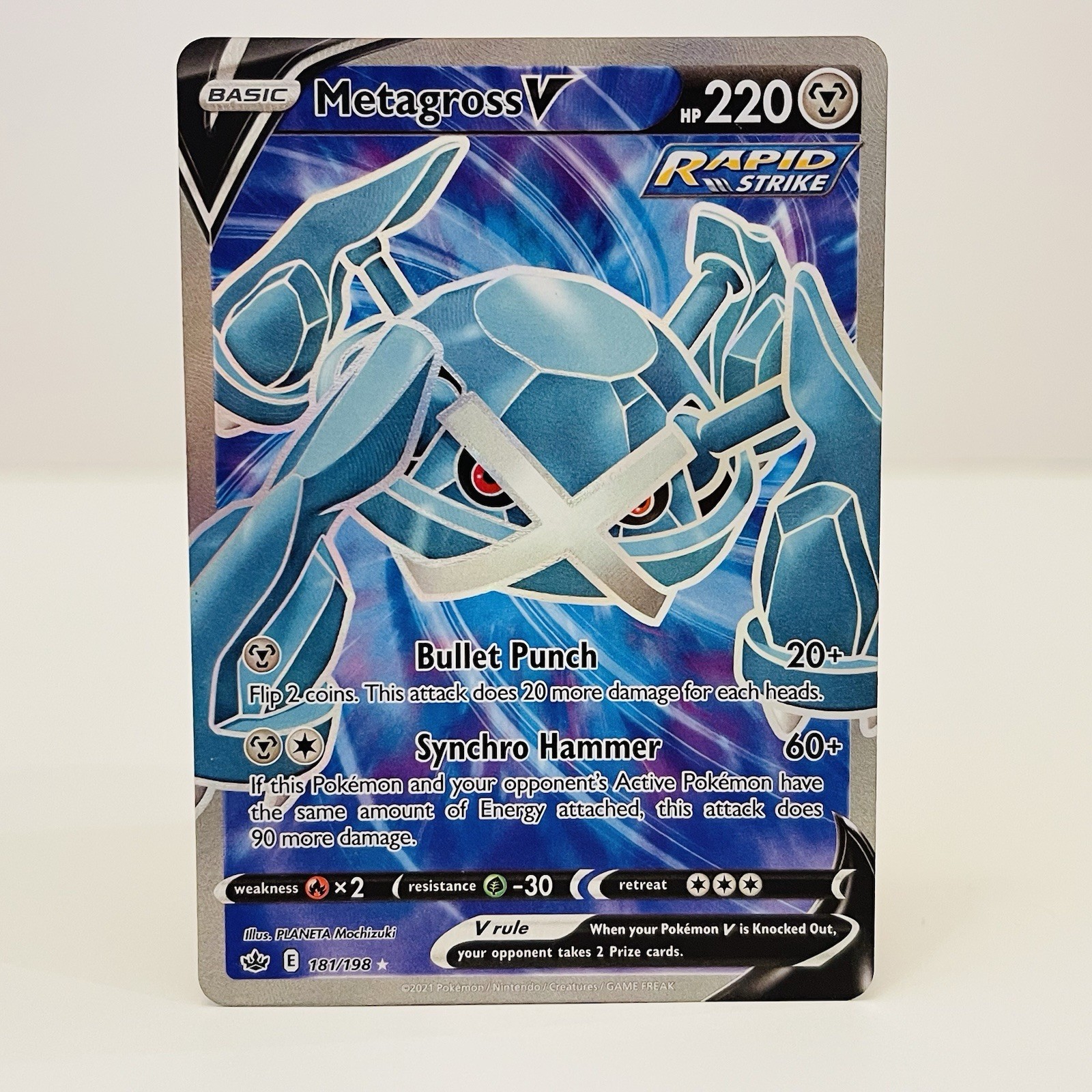 Metagross V Full Art 181/198 - Pokemon SWSH Chilling Reign - NM / Pack Fresh